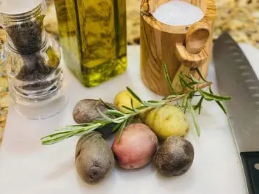 Air Fried Rosemary Baby Potatoes, substitute the olive oil with Domestic Gourmet Organic Annatto Oil - Aceite de Achiote for richer color and flavor