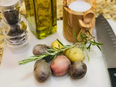 Air Fried Rosemary Baby Potatoes, substitute the olive oil with Domestic Gourmet Organic Annatto Oil - Aceite de Achiote for richer color and flavor