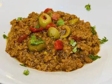 Easy Puerto Rican Picadillo made with Domestic Gourmet Organic Annatto Oil - Aceite de Achiote