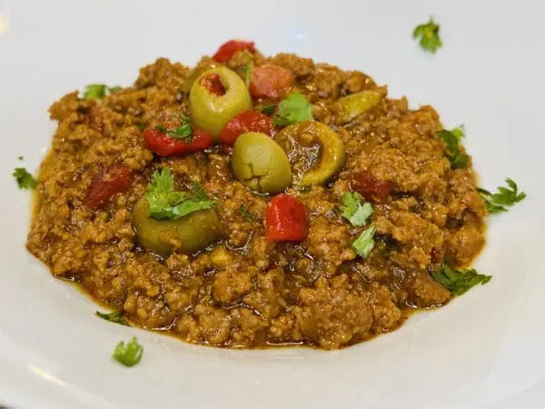 Easy Puerto Rican Picadillo made with Domestic Gourmet Organic Annatto Oil - Aceite de Achiote