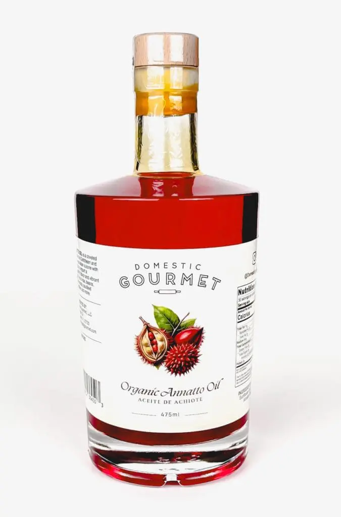 Domestic Gourmet Organic Annatto Oil - Aceite de Achiote Label - Domestic Gourmet Domestic Gourmet Organic Annatto Oil - Aceite de Achiote Label