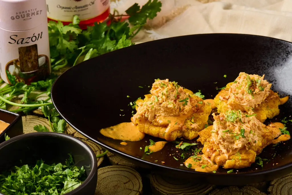 Cuban, Puerto Rican and Chinese Fusion Dish prepared by Chef Ciji Castro for the Walk-In Talk Show - Domestic Gourmet Cuban, Puerto Rican and Chinese Fusion Dish prepared by Chef Ciji Castro for the Walk-In Talk Show with Domestic Gourmet Organic Annatto Oil, Adobo and Sazón