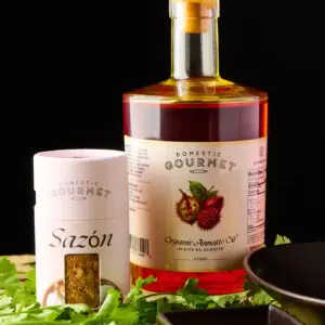 Domestic Gourmet Organic Annatto Oil - Aceite de Achiote and Domestic Gourmet Sazón