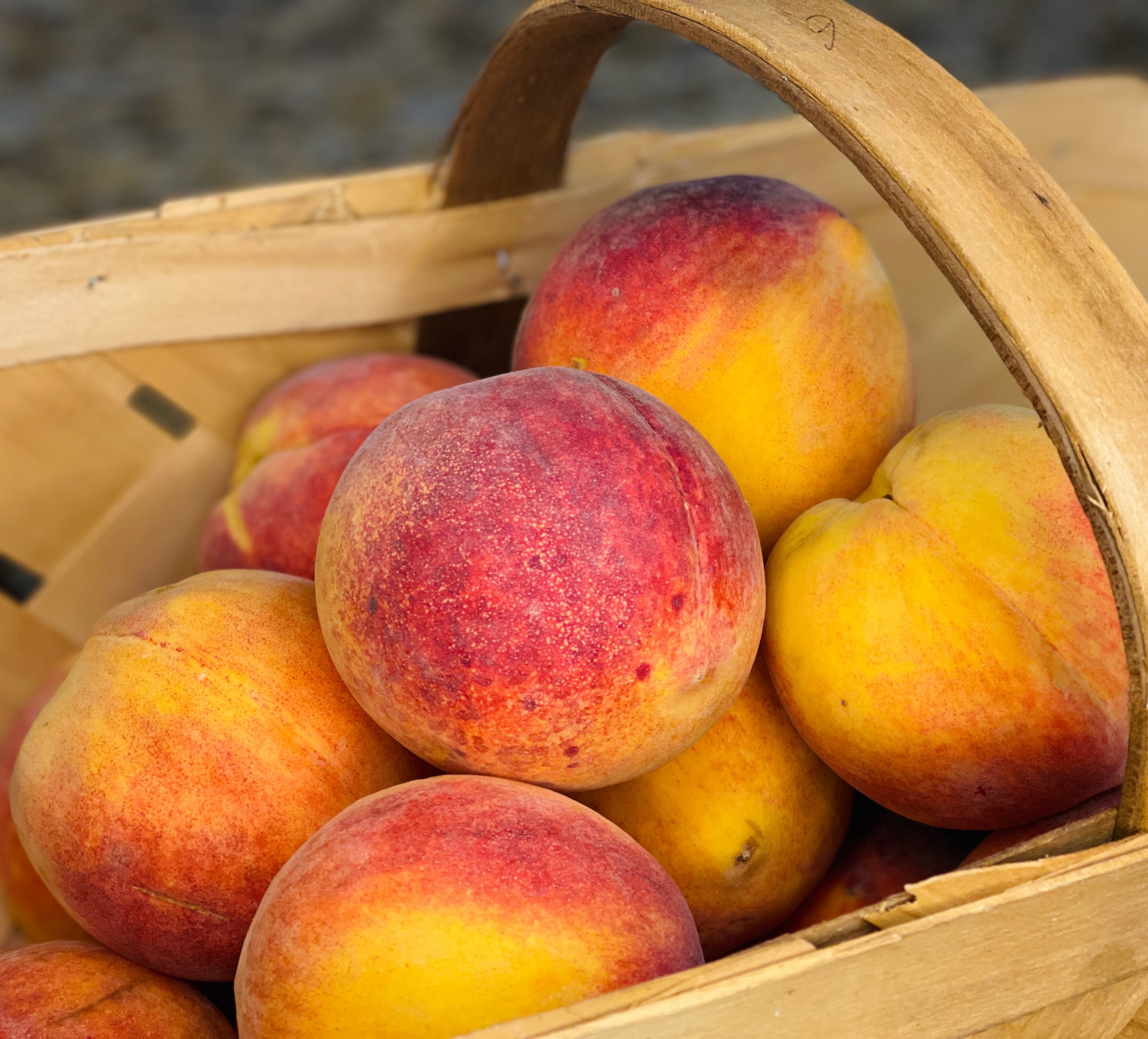 A basket full of ripe Georgia peaches - Domestic Gourmet