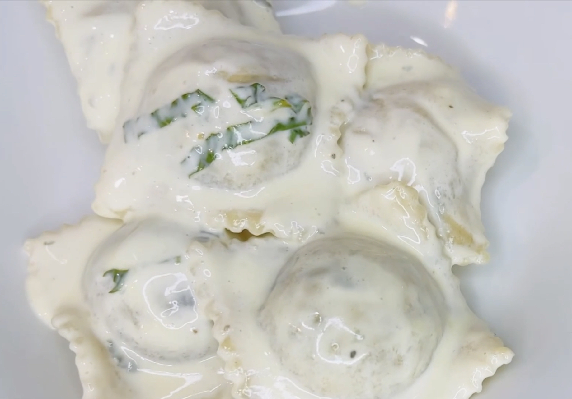 Ravioli Tossed in a gorgonzola cream sauce - Domestic Gourmet