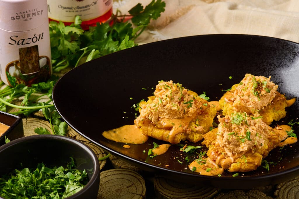 Cuban, Puerto Rican and Chinese Fusion Dish prepared by Chef Ciji Castro for the Walk-In Talk Show with Domestic Gourmet Organic Annatto Oil, Adobo and Sazón