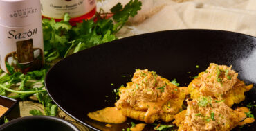 Cuban, Puerto Rican and Chinese Fusion Dish prepared by Chef Ciji Castro for the Walk-In Talk Show with Domestic Gourmet Organic Annatto Oil, Adobo and Sazón