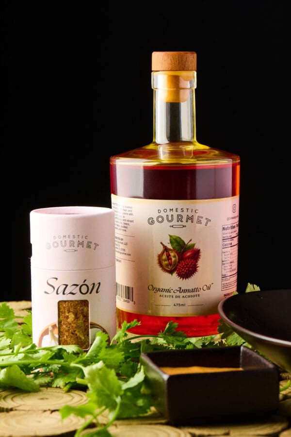 Domestic Gourmet Organic Annatto Oil - Aceite de Achiote and Domestic Gourmet Sazón