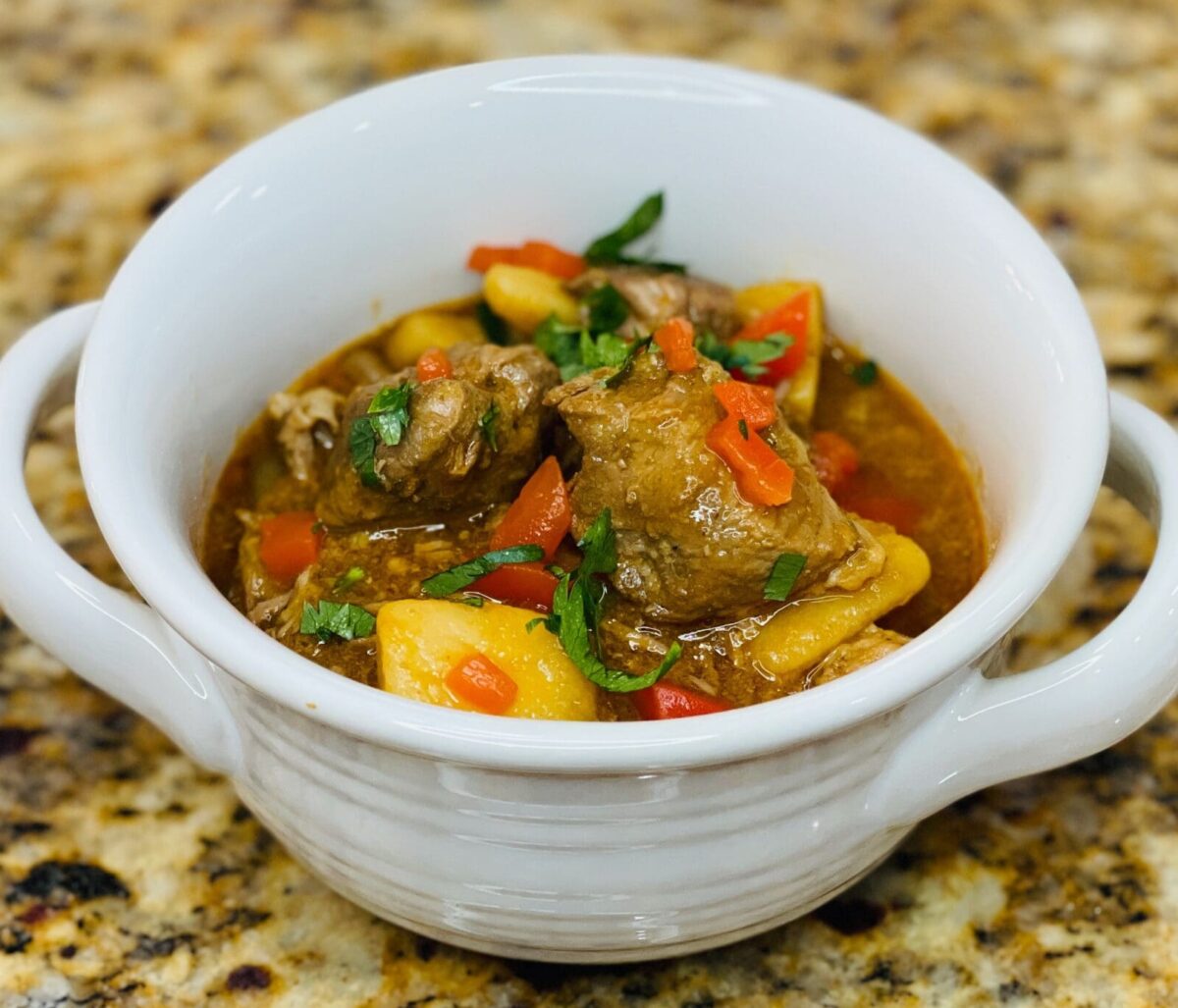 Puerco Guisado - Pork Stew with Domestic Gourmet - Domestic Gourmet Puerco Guisado - Pork Stew with Domestic Gourmet Adobo, Sazón and Annatto Oil - Aceite de Achiote