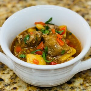 Puerco Guisado - Pork Stew with Domestic Gourmet Adobo, Sazón and Annatto Oil - Aceite de Achiote